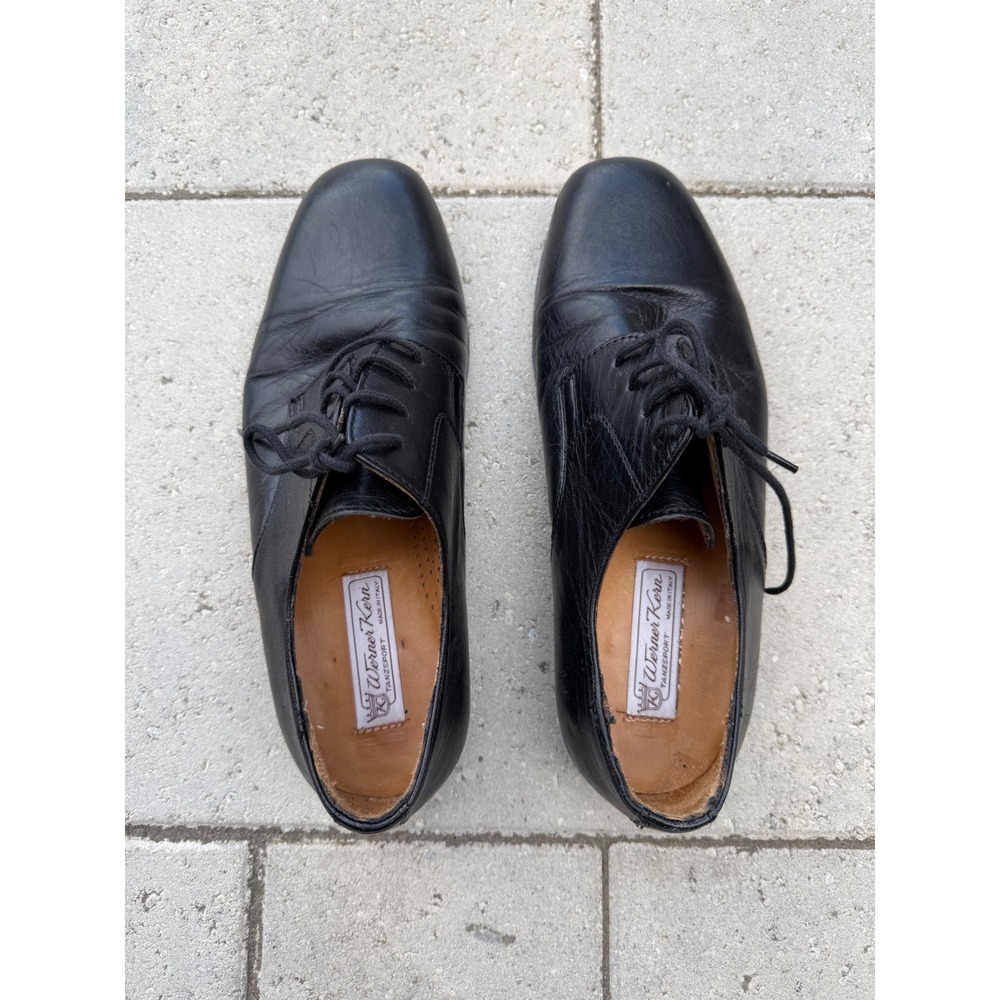 Werner Kern Tanzsport Mens Black Leather Ballroom Dance Shoes Italy Size 8.5